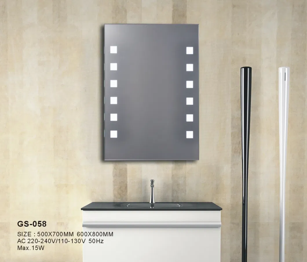 Silver Wall LED Bathroom Furniture Laminated Mirror Smart Float Glass