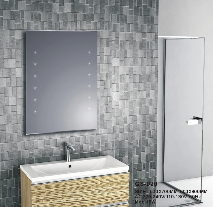 Silver Wall LED Bathroom Furniture Laminated Mirror Smart Float Glass